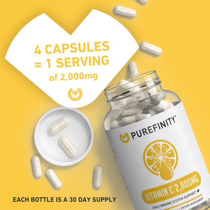 PUREFINITY Vitamin C 2000mg – Double Strength, High Absorption, 240 Capsules (Pack of 2)