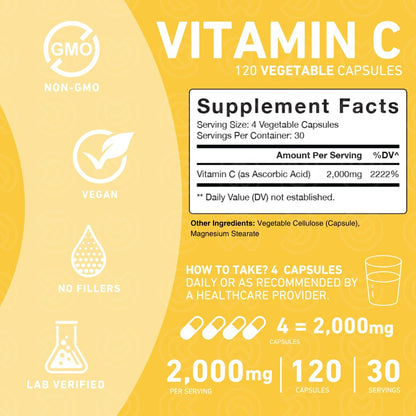 PUREFINITY Vitamin C 2000mg – Double Strength, High Absorption, 240 Capsules (Pack of 2)