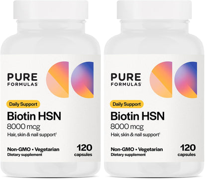 PureFormulas Biotin 8000 mcg – Hair, Skin & Nails Supplement (Pack of 2)