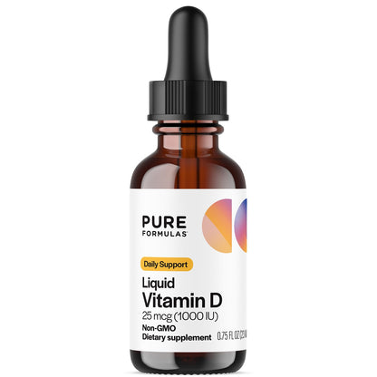 PureFormulas Liquid Vitamin D3 Drops - 25 mcg (1,000 IU) - Non-GMO Vegetarian - 0.75 fl oz