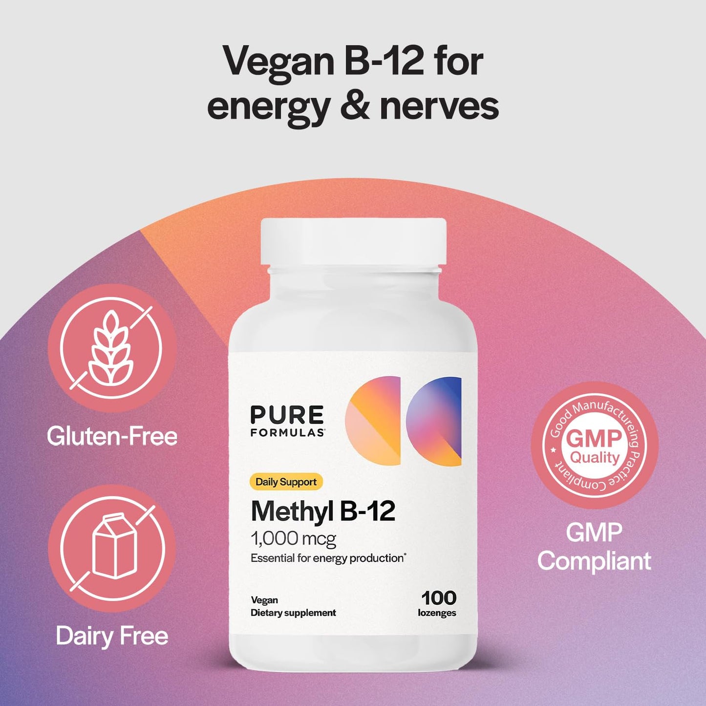 PureFormulas Methyl B-12 1000 mg - 100 Lozenges | Vitamin B12 Methylcobalamin