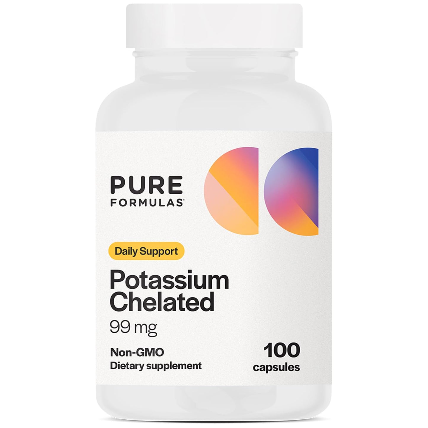 PureFormulas Potassium 99 mg Chelated – Highly Absorbable Potassium Supplement | Non-GMO, 100 Vegetarian Capsules