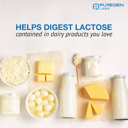Puregen Labs Dairy Relief – Natural Fast Acting Lactase Enzyme 3000 FCC, 90 Caplets