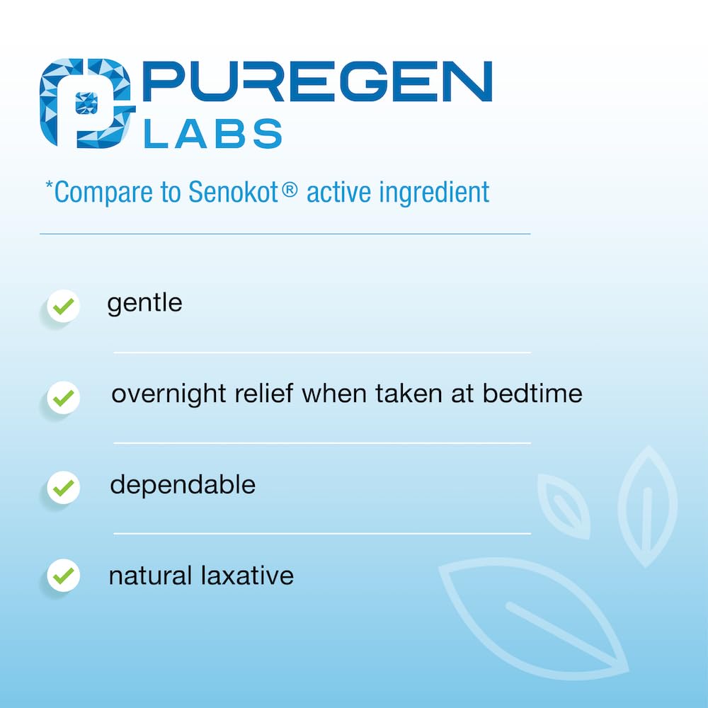 Puregen Labs Senna-S: Natural Laxative + Stool Softener - Dual Action - 500 Tablets (2Pack)