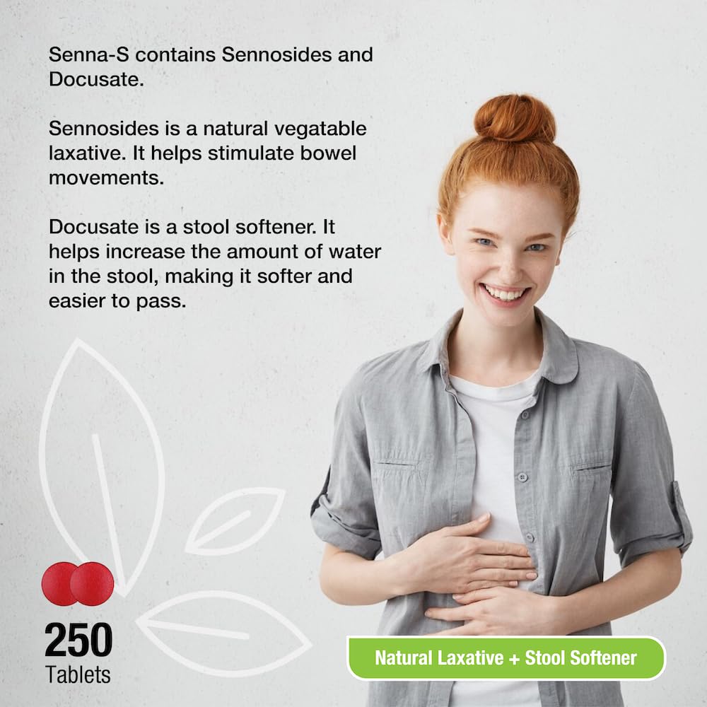 Puregen Labs Senna-S: Natural Laxative + Stool Softener - Dual Action - 500 Tablets (2Pack)