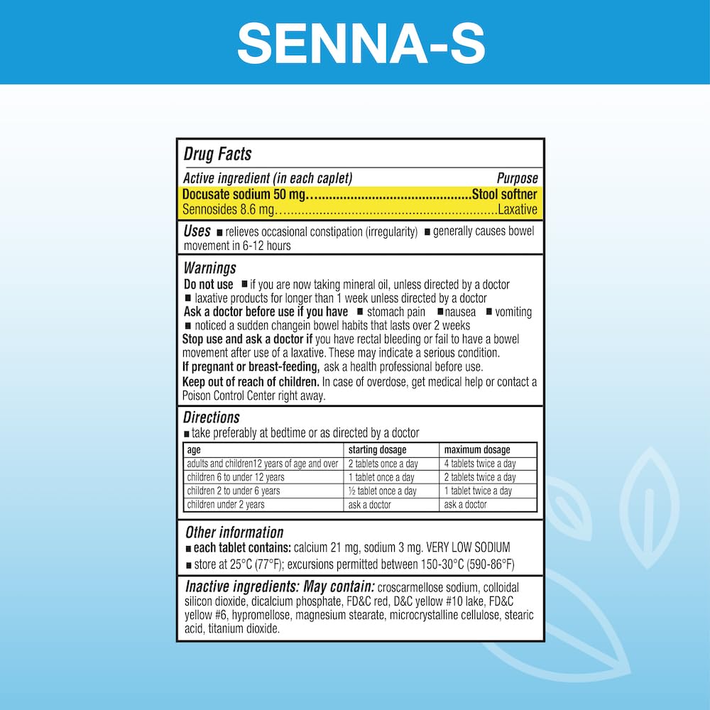 Puregen Labs Senna-S: Natural Laxative + Stool Softener - Dual Action - 500 Tablets (2Pack)
