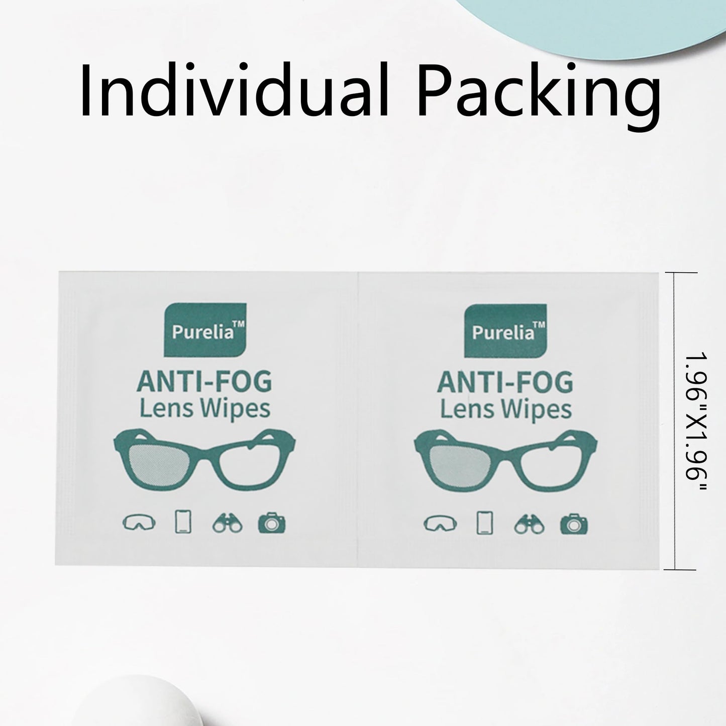 Purelia Anti-Fog Lens Wipes - 100 Count | Quick-Clean for Eyeglasses & Screens