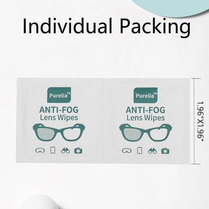Purelia Anti-Fog Lens Wipes - 100 Count | Quick-Clean for Eyeglasses & Screens