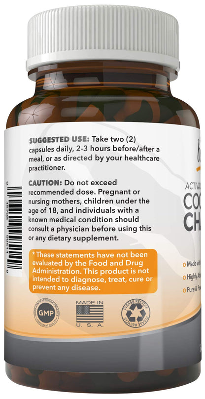 Purely Beneficial Activated Coconut Charcoal 1200mg – 180 Capsules | Digestive Support, Vegan