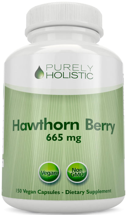 Purely Holistic Hawthorn Berry - 150 Vegan Capsules | 5 Month Supply | High Strength 4:1 Extract | Non-GMO