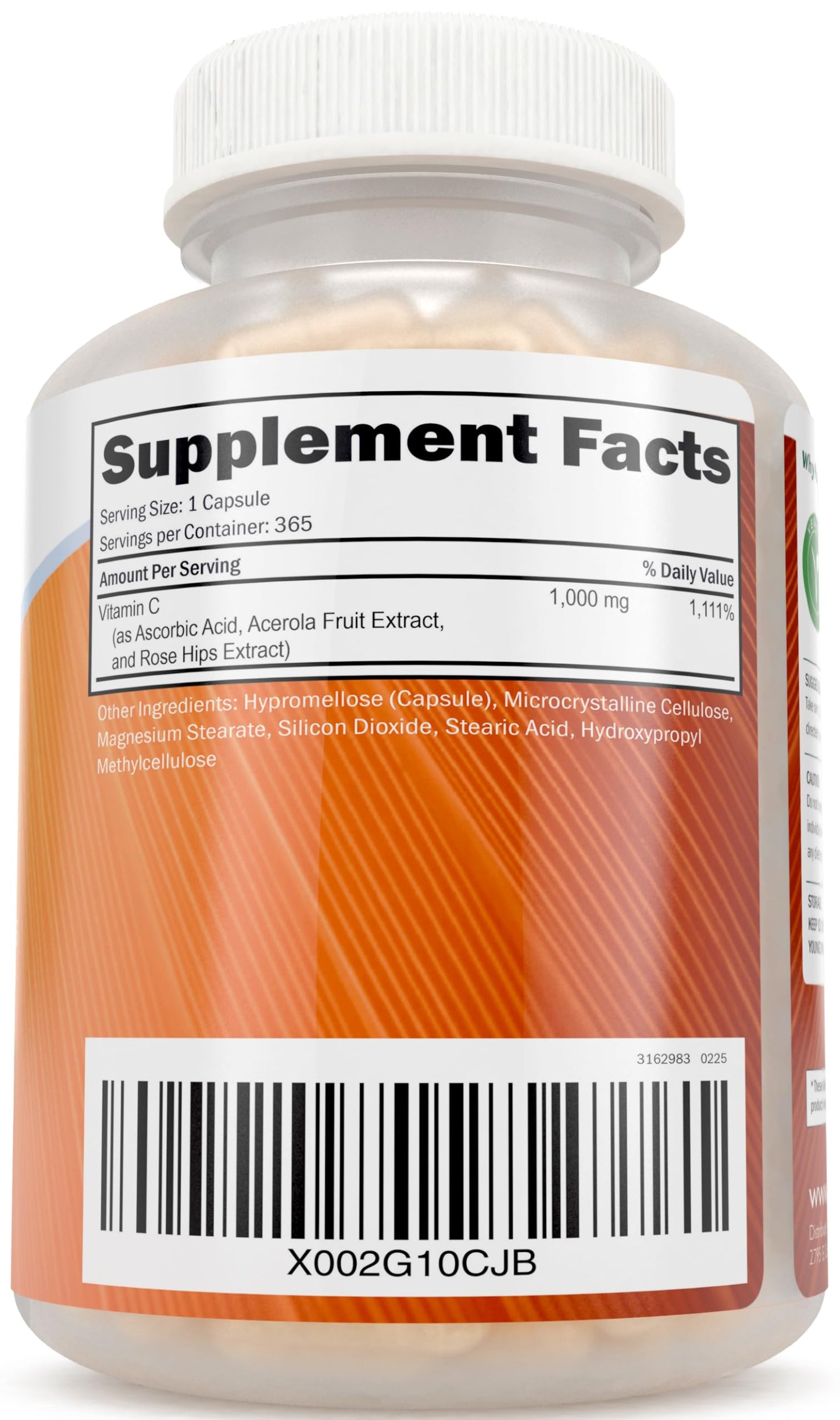 Purely Holistic Vitamin C 1000mg Timed Release | 365 Capsules, 12-Month Supply | Vegan