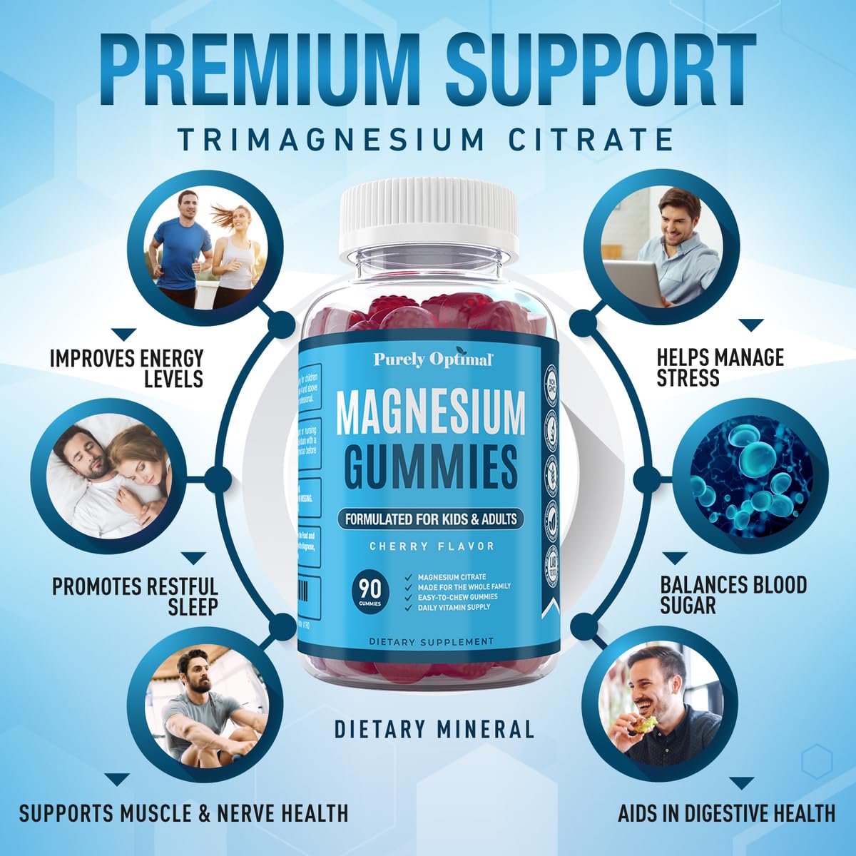 Magnesium Citrate Gummies – Cherry (90 Gummies) | Sleep, Calm & Digestive Support | Gluten-Free & Vegan