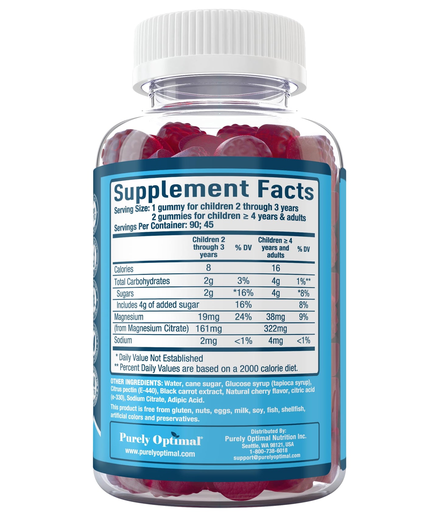 Magnesium Citrate Gummies – Cherry (90 Gummies) | Sleep, Calm & Digestive Support | Gluten-Free & Vegan