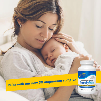 NORTH AMERICAN HERB & SPICE PurelyMin - 90 Vegi Caps - Highly Absorbable Magnesium Complex + L-Theanine - 30 Servings