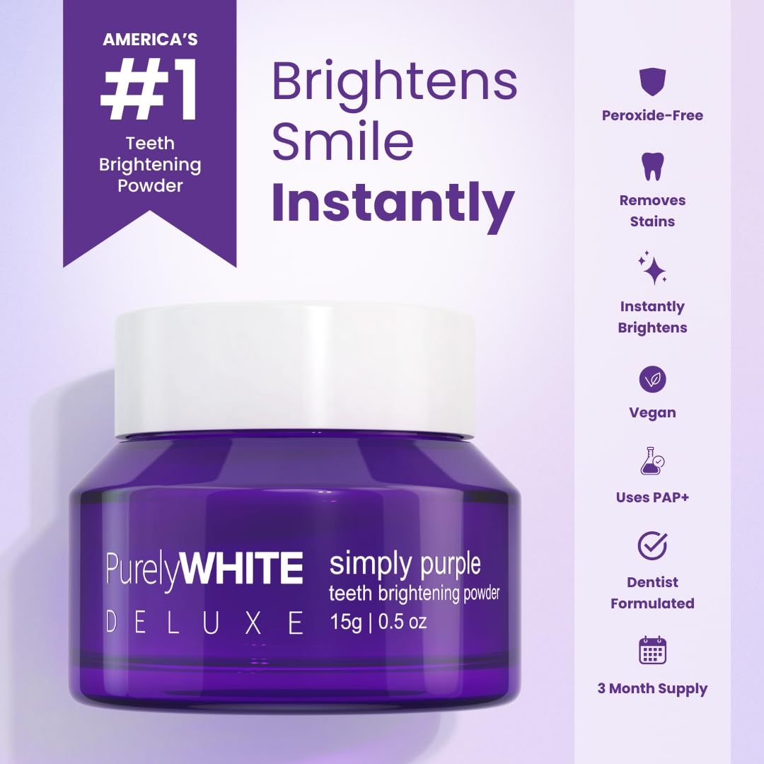 PurelyWHITE DELUXE Simply Purple Brightening Powder – Enamel-Safe Whitening