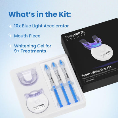 PurelyWHITE DELUXE Teeth Whitening Kit - 15+ Treatments, 7-Minute Results