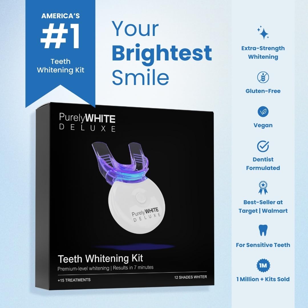 PurelyWHITE DELUXE Teeth Whitening Kit - 15+ Treatments, 7-Minute Results
