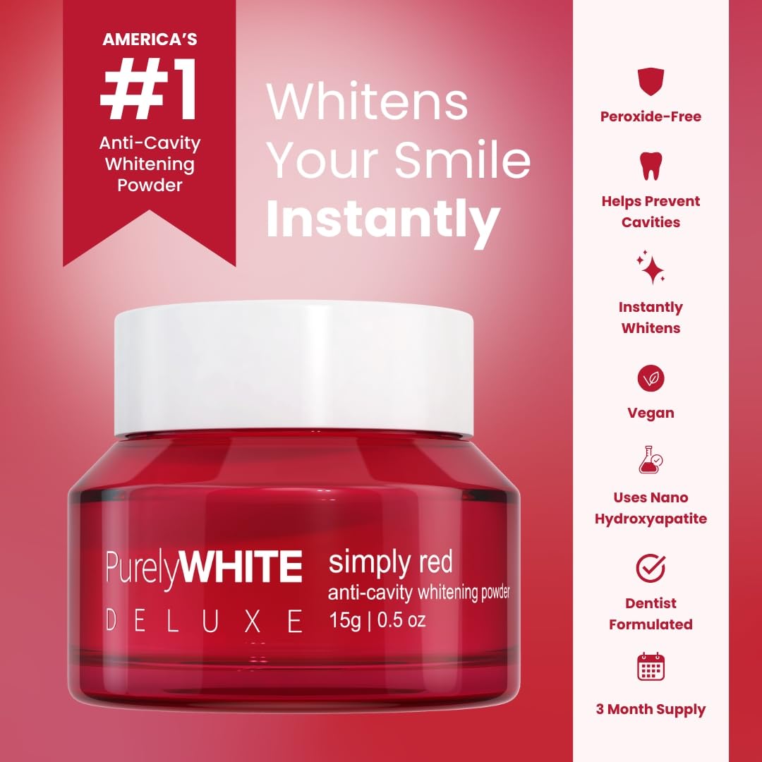 PurelyWHITE DELUXE Anti-Cavity Whitening Powder – Fluoride-Free nHA Enamel-Safe Whitening