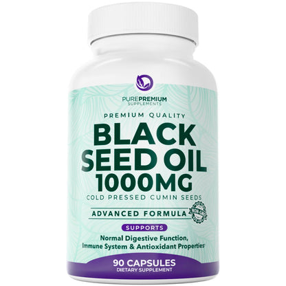 PurePremium Black Seed Oil 500mg - Organic Nigella Sativa, 90 Capsules