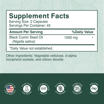 PurePremium Black Seed Oil 500mg - Organic Nigella Sativa, 90 Capsules