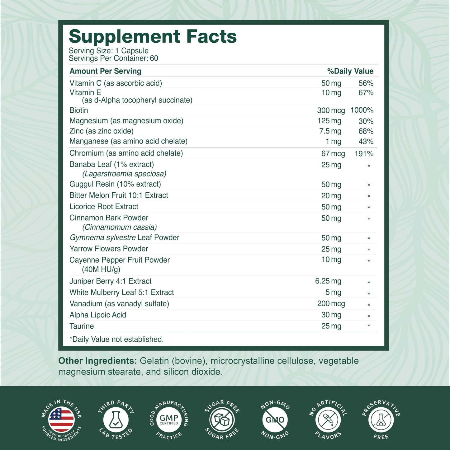 PurePremium Normal Blood Sugar Support – 60ct (20 Active Ingredients) Cinnamon, Bitter Melon, Chromium, Mulberry