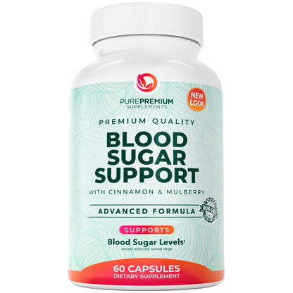 PurePremium Normal Blood Sugar Support – 60ct (20 Active Ingredients) Cinnamon, Bitter Melon, Chromium, Mulberry