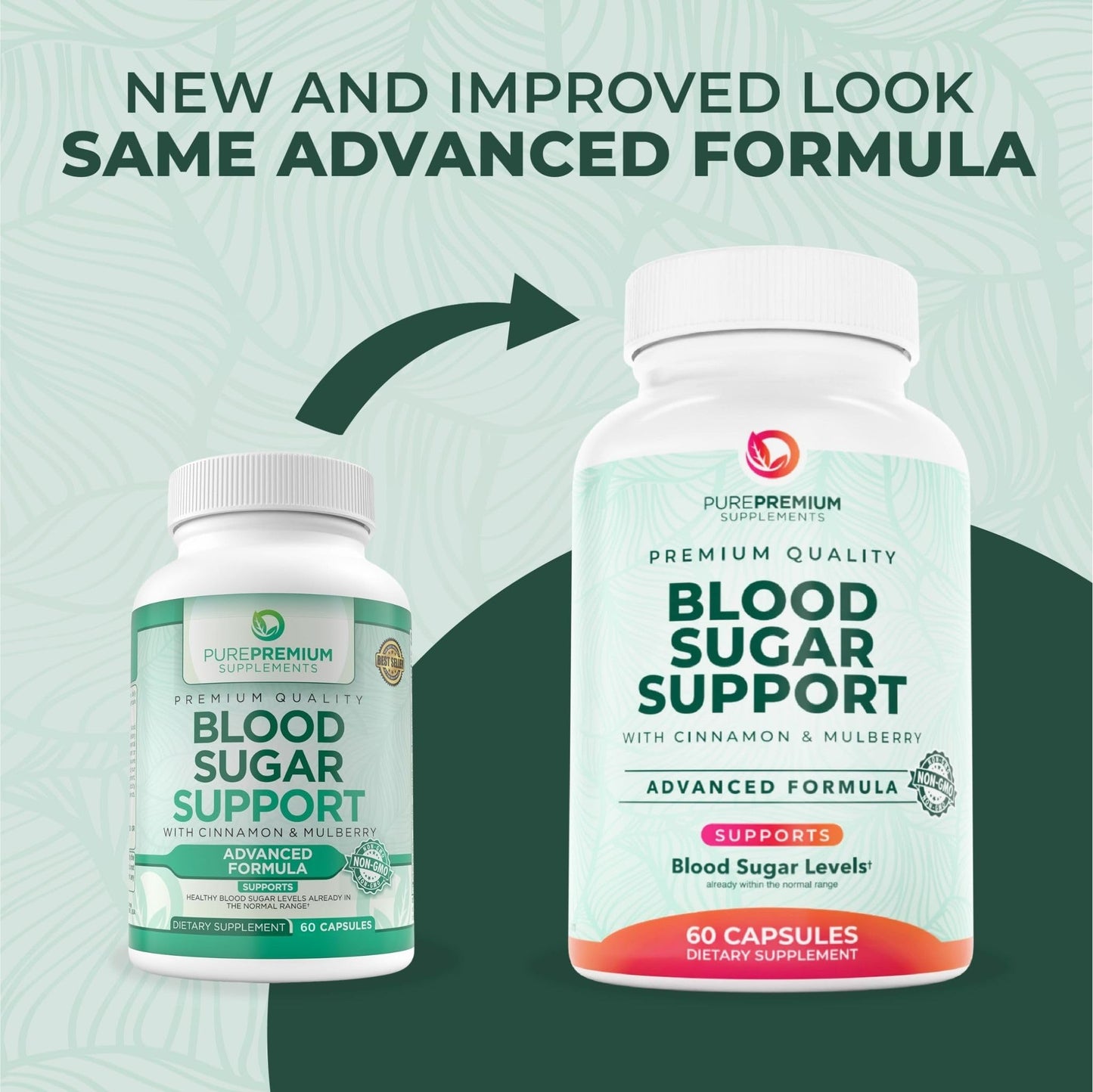 PurePremium Normal Blood Sugar Support – 60ct (20 Active Ingredients) Cinnamon, Bitter Melon, Chromium, Mulberry