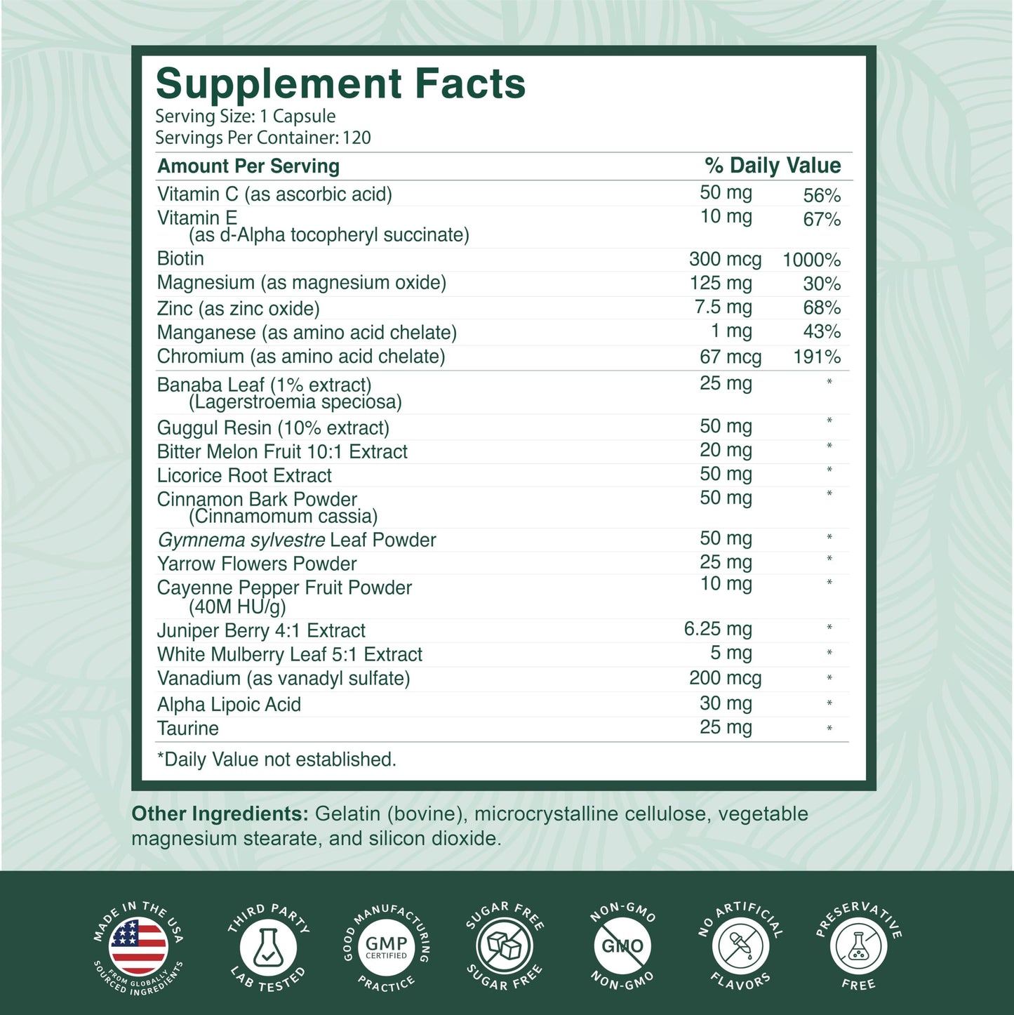 PurePremium Normal Blood Sugar Support Supplement - 120ct with 20 Active Ingredients including Cinnamon, Bitter Melon, Chromium & Mulberry