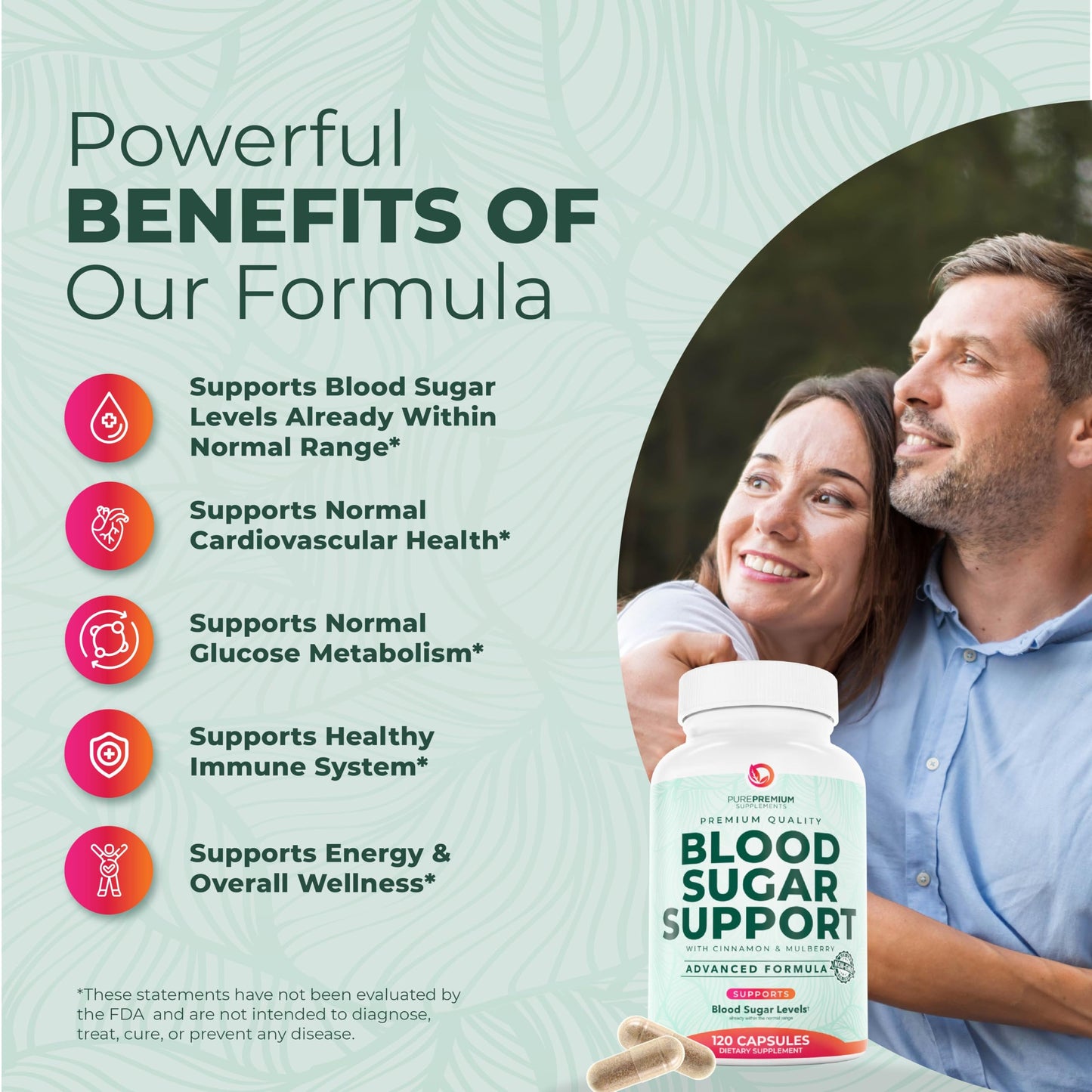 PurePremium Normal Blood Sugar Support Supplement - 120ct with 20 Active Ingredients including Cinnamon, Bitter Melon, Chromium & Mulberry