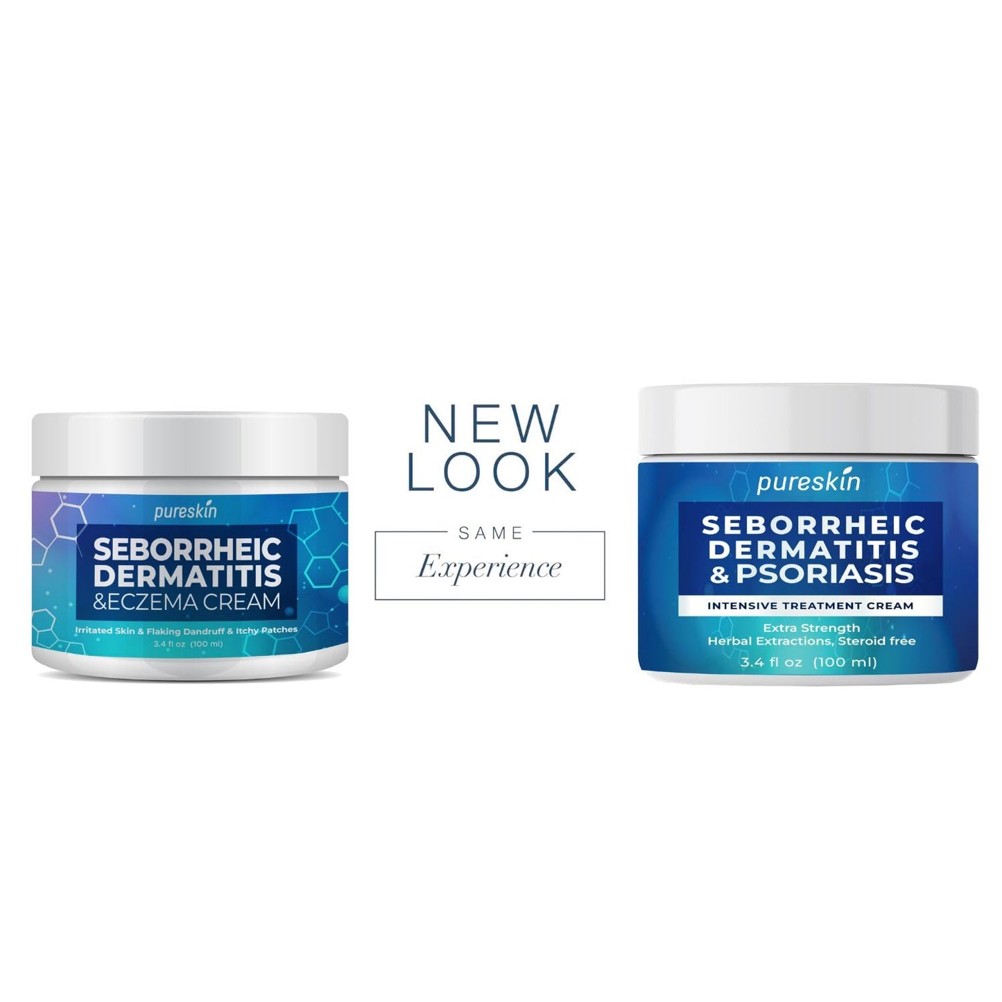 PureSkin Seborrheic Dermatitis & Psoriasis Cream – Steroid-Free Herbal Antifungal (3.4 oz)