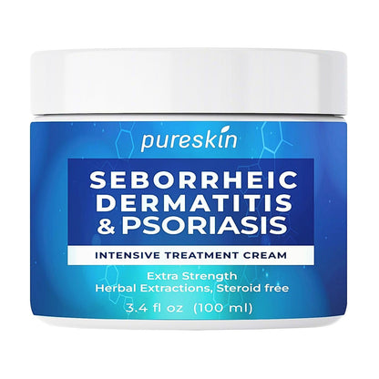 PureSkin Seborrheic Dermatitis & Psoriasis Cream – Steroid-Free Herbal Antifungal (3.4 oz)