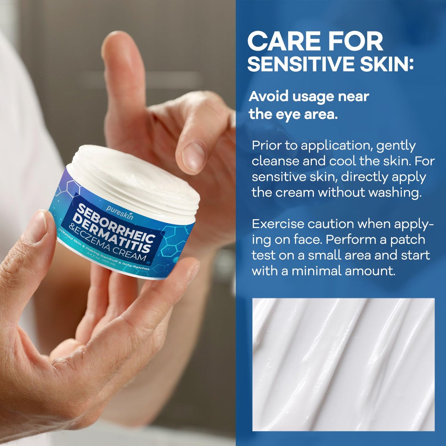 PureSkin Seborrheic Dermatitis & Psoriasis Cream – Steroid-Free Herbal Antifungal (3.4 oz)