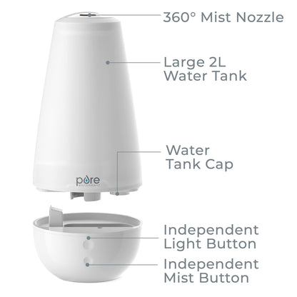 PureSpa XL 3-in-1 Humidifier, Diffuser & Mood Light – 2L, 350 sq ft