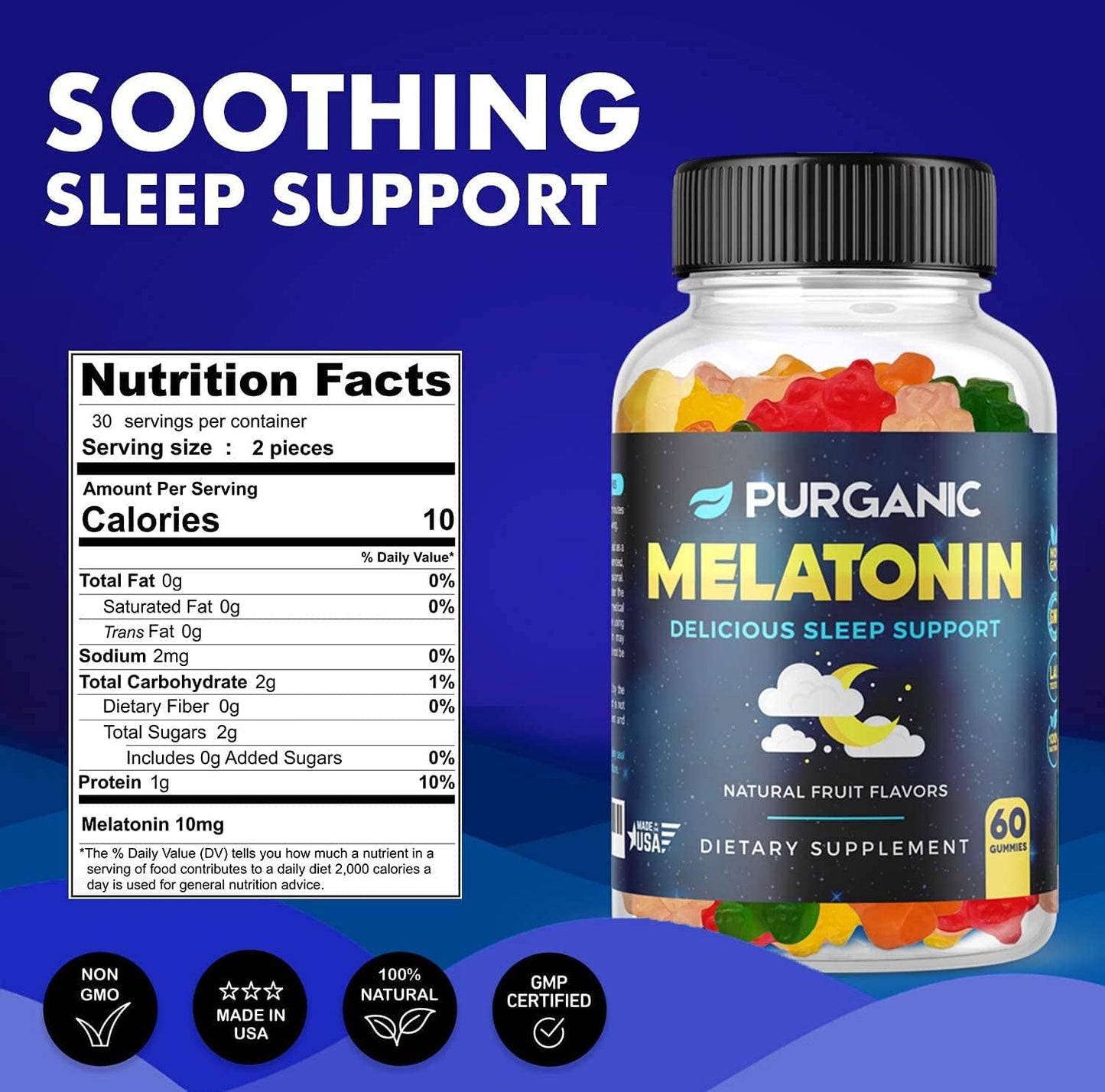Purganic Melatonin Gummies (2-Pack) – Sleep Aid for Kids & Adults