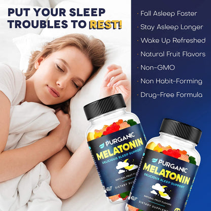 Purganic Melatonin Gummies (2-Pack) – Sleep Aid for Kids & Adults