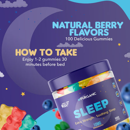 Purganic Melatonin Gummies for Sleep - 100ct