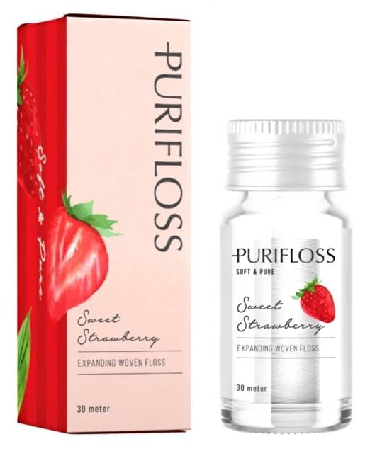 PURIFLOSS Expanding Woven Dental Floss - PFAS/PTFE Free, Strawberry
