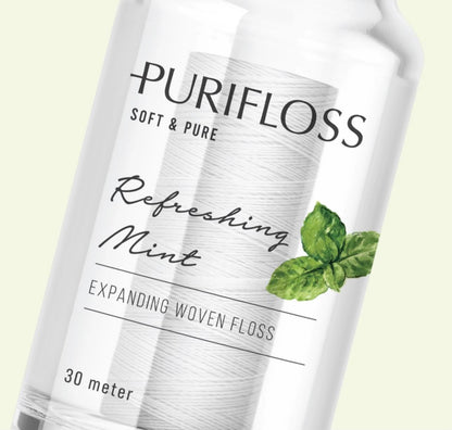 PURIFLOSS Expanding Woven Dental Floss – PFAS/PTFE Free | Mint-Strawberry | 33 Yards