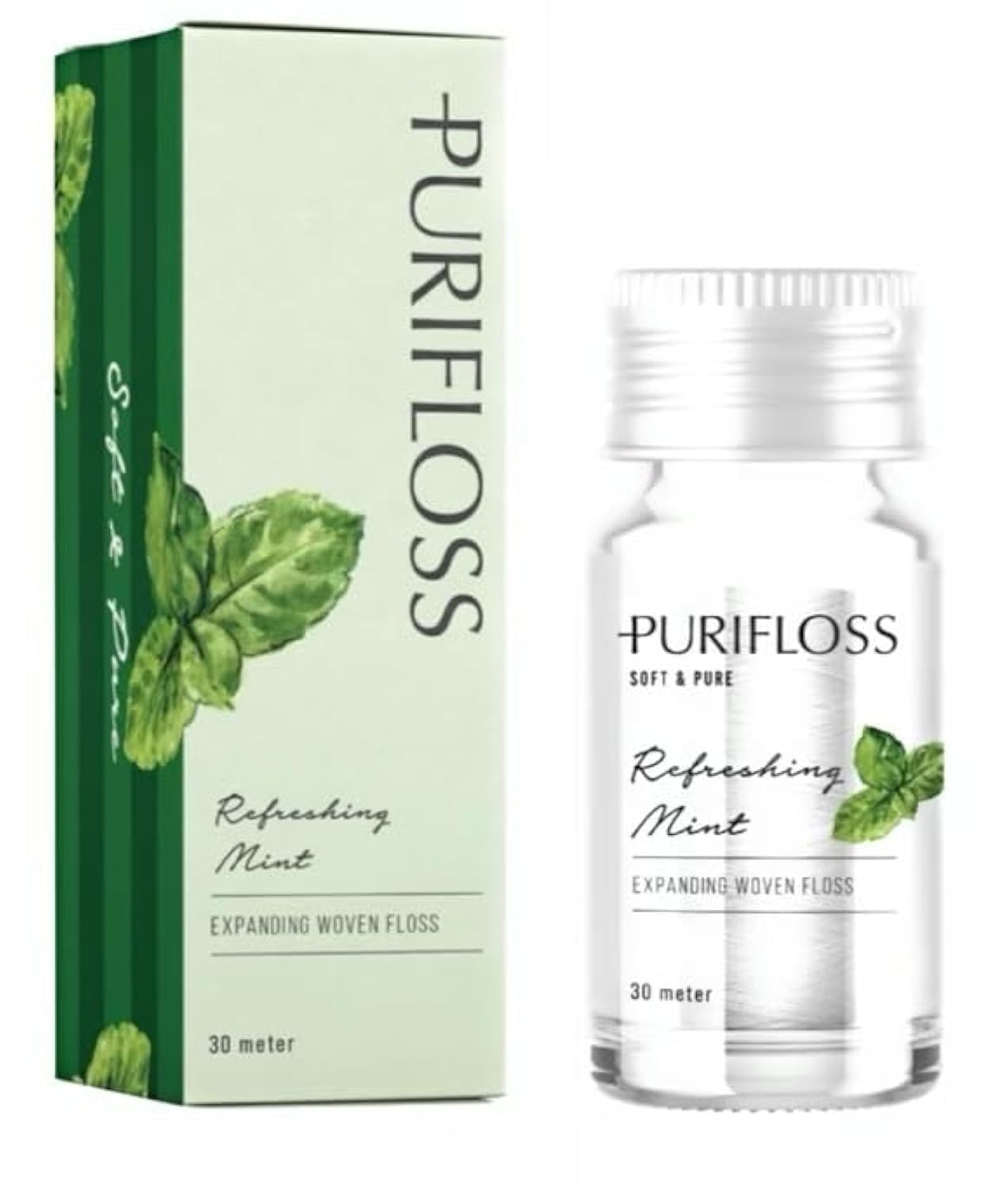 PURIFLOSS Premium Expanding Woven Dental Floss – PFAS & PTFE Free, Mint | 33 Yards (2-Month Supply)