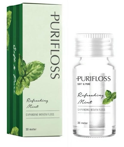 PURIFLOSS Premium Expanding Woven Dental Floss – PFAS & PTFE Free, Mint | 33 Yards (2-Month Supply)