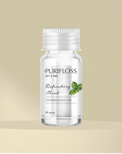 PURIFLOSS Premium Expanding Woven Dental Floss – PFAS & PTFE Free, Mint | 33 Yards (2-Month Supply)