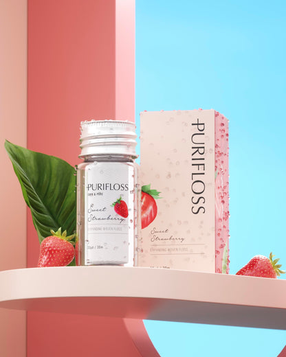 PURIFLOSS Expanding Woven Dental Floss - PFAS/PTFE Free, Strawberry