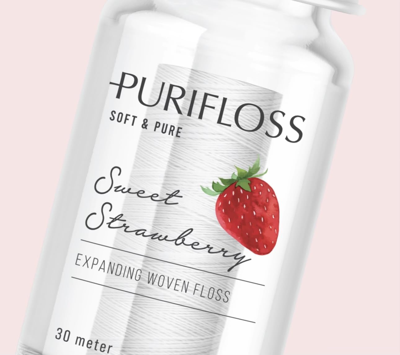 PURIFLOSS Expanding Woven Dental Floss - PFAS/PTFE Free, Strawberry