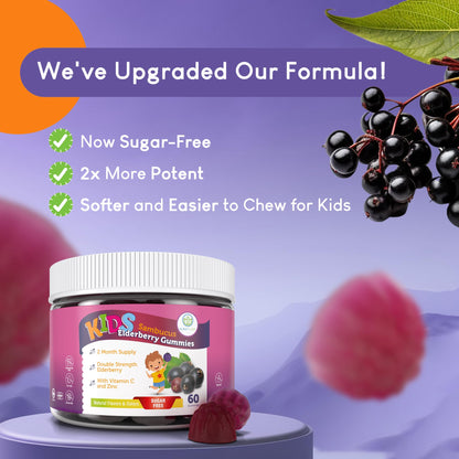 Purify Life Sugar-Free Kids Elderberry Gummies – Immune Support (60 ct) – Vegan