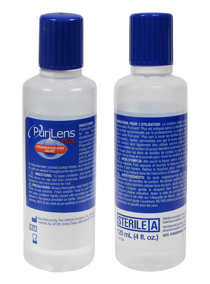 Purilens Plus Preservative-Free Saline — 120ml (4 oz) 12 Pack