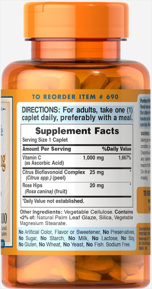 Puritan's Pride 1000 mg Vitamin C 100 Count – Discontinued