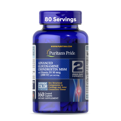Puritan's Pride Glucosamine Chondroitin MSM with Vitamin D3 – 160 Tablets