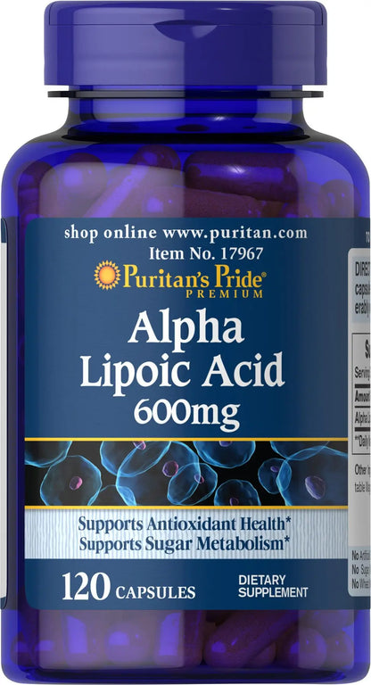 Puritan's Pride Alpha Lipoic Acid 600 Mg, 120 Count - Antioxidant Support BritishVita | Premium UK Vitamins & Wellness Supplements