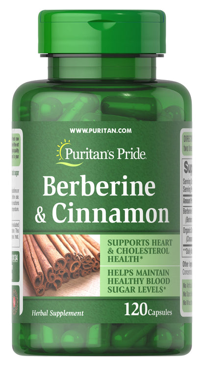 Puritan's Pride Berberine & Cinnamon – 60 Day Capsule Formula