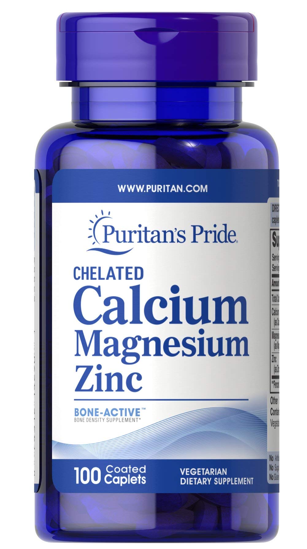 Puritan's Pride Calcium Magnesium Zinc Caplets – 100 Count | Discontinued